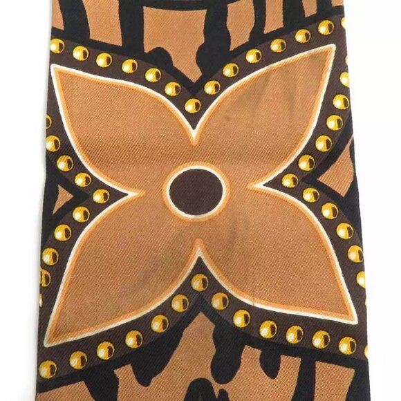 Auth LOUIS VUITTON Bandeau Scarf Brown Silk - Picture 13 of 15